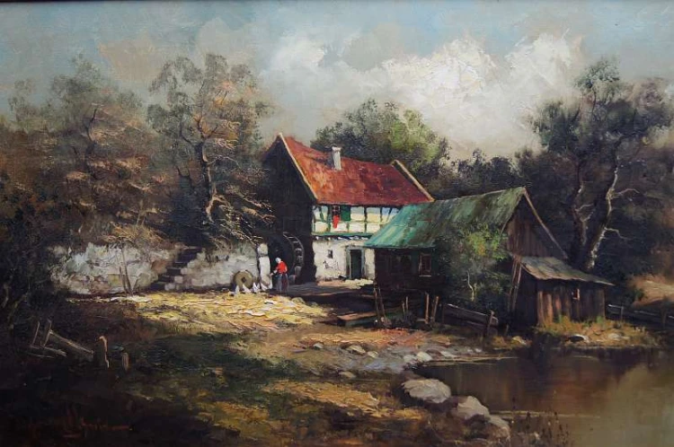 Młyn wodny wiejski krajobraz Michael W. Schneider