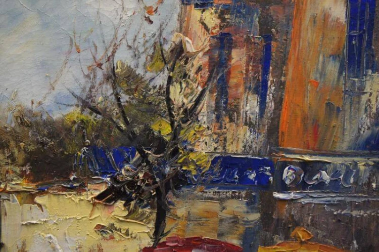 Paryskie kafejki barwny obraz olejny H. Passero