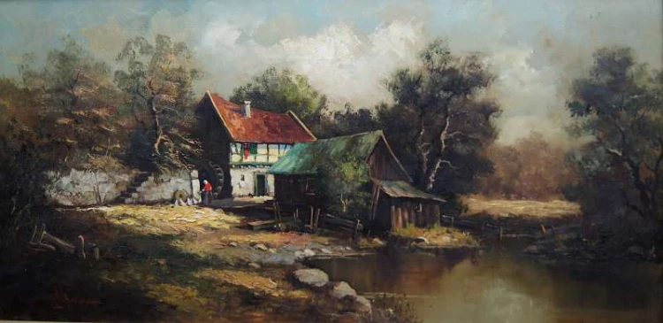 Młyn wodny wiejski krajobraz Michael W. Schneider