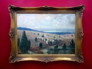 Obraz olejny A. Broberg (1887-1973) owce u wodopoju