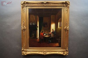 Stary obraz Klaus Bergen Dysputy przy stole